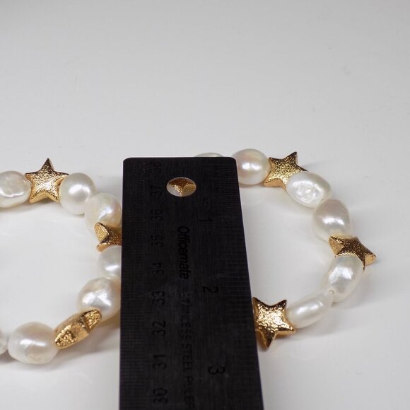 Baublebar Real Keshi Pearls Stretch Bracelet Bracelets Gold-tone Stars 6 & 6.5" - Picture 8 of 8